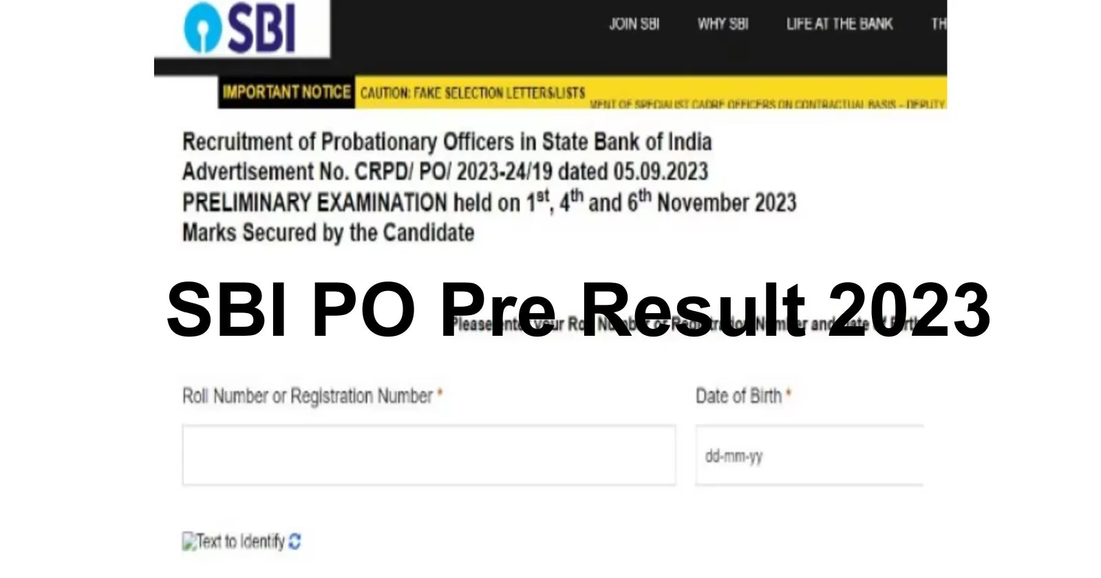 SBI PO Pre Result 2023 Out